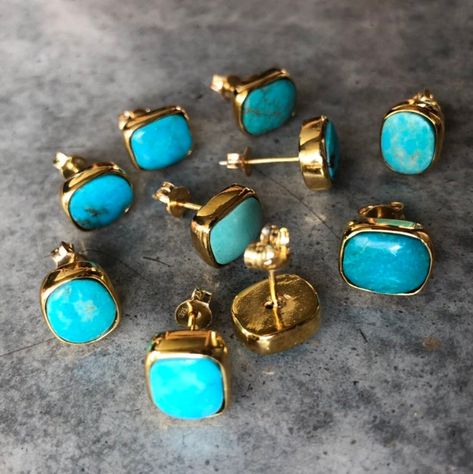 Turquoise earrings turquoise jewelry boho earrings silver | Etsy Turquoise Jewelry Gold, Turquoise Birthstone, Turquoise Stud Earrings, Personal Protection, Vintage Style Rings, Gold Jewelry Earrings, Earrings Turquoise, Jewelry Boho, Genuine Turquoise