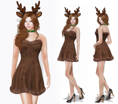 https://flic.kr/p/AVaK9Q | Full Perm Reindeer Costume with Accessories - FITMESH - Slink - Maitreya - Belleza | marketplace.secondlife.com/p/Meli-Imako-Full-Perm-Rigged-... Christmas Outfit Ideas For Women Party, Halloween Bunco, Christmas Costumes Women, Reindeer Outfit, Sweater Diy, Xmas Costumes, Reindeer Costume, Ugly Sweater Diy, Xmas Outfits