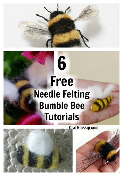 6 Free Needle Felted Bumble Bee Tutorials – Felting Needle Felt Bee, Felt Bumble Bee, Felted Bumble Bee, Bumble Bee Craft, Needle Felting Tutorial, Felted Christmas, Bee Free, Wet Felting Projects, Needle Felting Diy