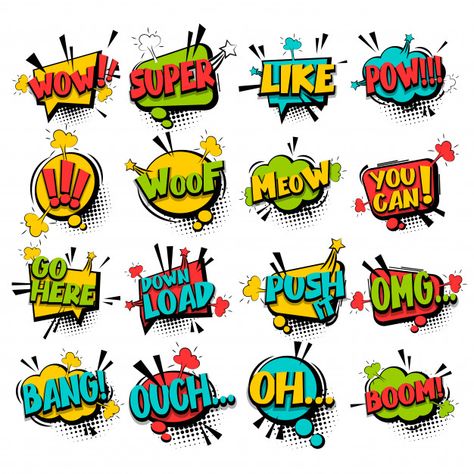 Letras Comic, Cartoon Speech Bubble, Bubble Letter Fonts, Comic Pop Art, Pop Art Background, Comic Bubble, Doddle Art, Comic Text, Desain Buklet