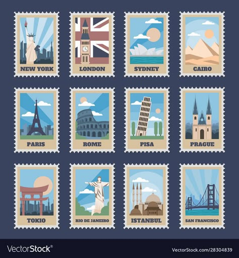 طوابع بريد, Stamps Vintage, 달력 디자인, Postage Stamp Design, طابع بريدي, Seni Vintage, Travel Stamp, Travel Postcard, Vintage Postage Stamps