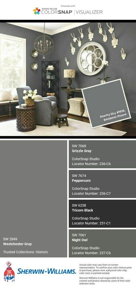 Grey House Paint Interior, Dark Gray Black Paint Colors, Gray House Paint Interiors, Charcoal Interior Paint, Sw Dark Grey Paint Colors, Rich Gray Paint Color, Charcoal Grey Walls Living Room, Gunmetal Grey Paint, Grey Painted Walls Living Room