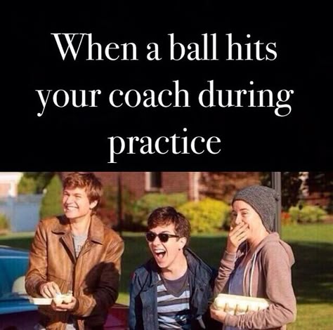 Especially when you're the one who hit the coach! You try not to, but everyone laughs! Soccer Humor, Volleyball Jokes, Softball Memes, Sports Joke, Soccer Jokes, Softball Funny, Volleyball Memes, Volleyball Humor, Softball Quotes