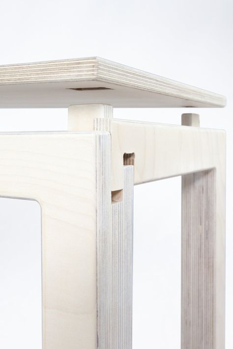 5 plywood pieces slot together creating a table that is strong yet  physically and visably light. The top appears to float above the frame. This was achieved with supports that are set back, creating an elegant shadow-line detail. The natural birch plywood table combines digital and traditional furniture making techniques, creating a product that can be taken apart and reassembled frequently, without degradation of the joint.  Suitable for dining rooms or as a desk in the home office. Finished i Plywood Dining Table, Plywood Design, Plywood Table, Modern Bridal Shower, Birch Ply, Kitchen Dining Tables, Traditional Furniture, Take Apart, Melbourne Australia