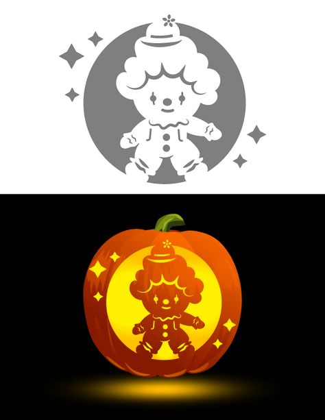 Printable Kawaii Clown Pumpkin Stencil Kawaii Pumpkin Carving Stencils, Cinnamoroll Pumpkin Carving, Clown Pumpkin Carving, Pumpkin Stencils Free Printable, Kawaii Clown, Clown Pumpkin, Pumpkin Carving Stencils Templates, Pumpkin Stencils Free, Pumpkin Carving Stencils