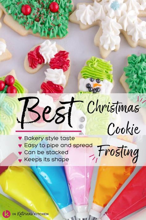 Christmas Cookie Frosting, Cookie Frosting Recipe, Cookie Icing Recipe, Best Sugar Cookie Recipe, Cookie Bakery, Sugar Cookie Icing, Sugar Cookie Frosting, Best Sugar Cookies, Best Christmas Cookies