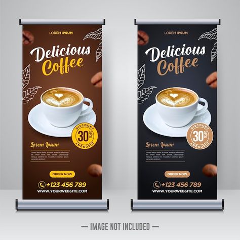 Rollup Design, Standing Banner Design, Shop Banner Design, Coffee Poster Design, X Banner, Retro Business Card, Standee Design, Coffee Shop Logo, Food Menu Design