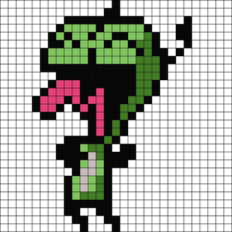 Gir Mouth Open (Invader Zim Perler) Perler Bead Pattern | Bead Sprites | Characters Fuse Bead Patterns Invader Zim Pixel Art Grid, Gir Perler Bead Pattern, Gir Invader Zim Perler Beads, Invader Zim Kandi Pattern, Invader Zim Perler Bead Patterns, Gir Pixel Art Invader Zim, Zombie Perler Bead Patterns, Gir Perler Pattern, Perler Bead Patterns Scene