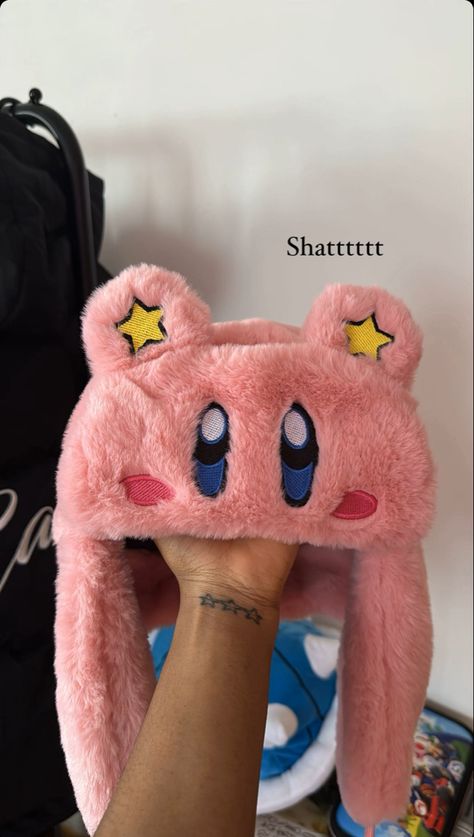 Kirby Clothes Aesthetic, Kirby Graduation Cap, Kirby With Headphones, Kirby Clothes, Kirby Outfit, Kirby Cosplay, Kirby Backpack, Kirby Hat, Kirby Stuff