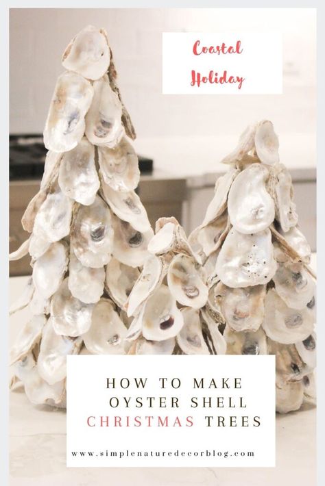 Oyster Shell Christmas Tree Tutorial In 4 easy steps. How To Make A Shell Christmas Tree, Oyster Christmas Tree Diy, Oyster Shell Paintings On Canvas, How To Make Oyster Shell Christmas Tree, Oyster Shell Christmas Trees, Shell Christmas Wreath, Oyster Tree Diy, Clam Shell Christmas Tree, What To Make With Oyster Shells