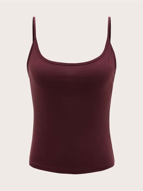 Maroon Casual   Cotton Plain Cami Embellished Slight Stretch Summer Women Tops, Blouses & Tee Pregnancy Belly Photos, Trendy Girl, Book Clothes, Red Tank Tops, Women Tank Tops, Grey Tank Top, Mein Style, Tank Top Cami, Dream Clothes