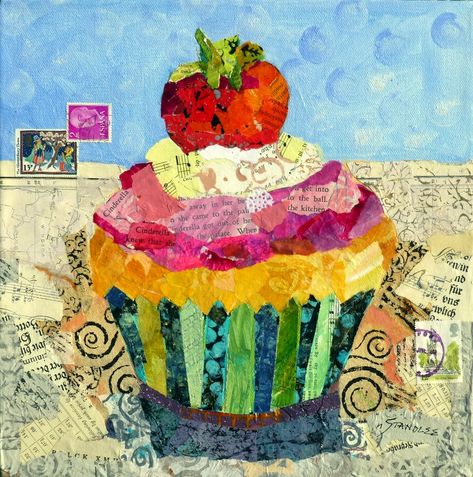 Nancy Standlee - collage/painting/texture Torn Paper Collage, Cinderella Cupcakes, Food Collage, Watercolor Workshop, Collage Art Projects, Paper Collage Art, Torn Paper, Collage Artists, Collage Paper