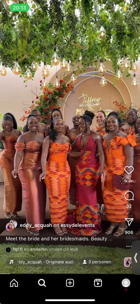 Dark Skin Bridesmaid Dress, Ghana Traditional Wedding Bridesmaid, African Wedding Bridesmaid Dresses, Ghana Bridesmaid Dresses, Liberian Clothes, Lobola Outfits Bridesmaids, Liberian Wedding, African Wedding Theme, Boss Friends