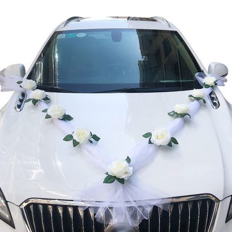 PRICES MAY VARY. 🎉 WEDDING CAR DECORATION --- You can use this wedding car flowers as a car decoration during the wedding. It is very beautiful and romantic, and it will attract the attention of all passing people. It is suitable for all cars. It can remain elegant in any weather. It can also be used at ordinary times. Decorate rooms, living rooms, etc. 🎉 HIGH QUALITY --- This wedding car decoration is made of gauze and artificial flowers, with fine workmanship and looks very much like real bl Bridal Car, Majlis Perkahwinan, Wedding Car Decorations, Boda Diy, Bridal Decorations, Artificial Flower Bouquet, Floral Photo, Blooming Rose, Car Decoration