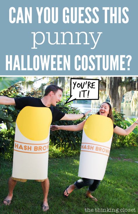 Punny #Hashtag Halloween Costume for Couples: DIY Tutorial — the thinking closet Funny Pun Halloween Costumes, Play On Words Costumes, Closet Halloween Costumes, Pun Halloween Costumes, Easy Diy Couples Costumes, Diy Adult Halloween Costumes, Silhouette Challenge, Pun Costumes, Punny Costumes