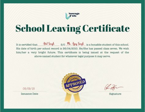 School leaving certificate College Abroad, School Leaving Certificate, Shadi Card, Certificate Format, Leaving School, Entry Level Jobs, Curriculum Mapping, Awards Certificates Template, Ecommerce Template