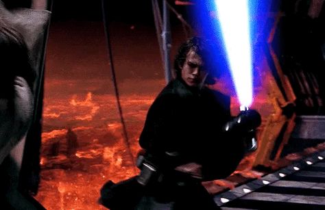 Lightsaber Duel Aesthetic, Anakin Skywalker With Lightsaber, Anakin Skywalker Episode Iii, Star Wars Aesthetic Gif, Anakin Skywalker Revenge Of The Sith, Lightsaber Gif, Anakin Gif, General Skywalker, Lightsaber Anakin