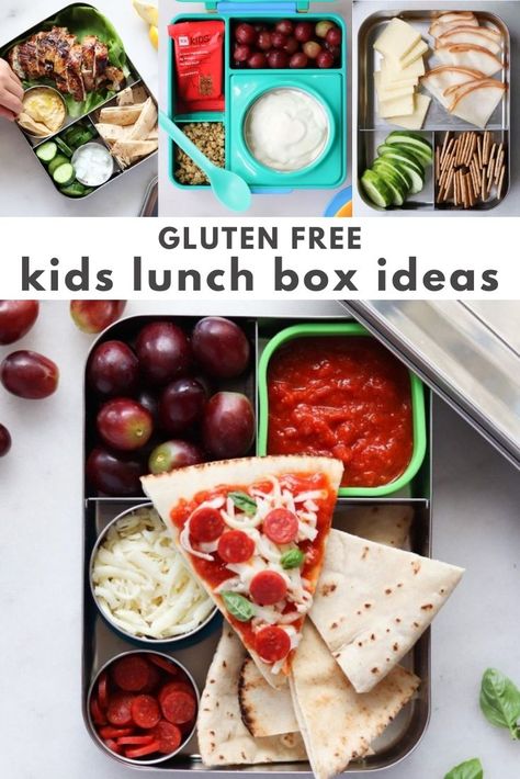 Gluten Free Kids Lunch, Gluten Free School Lunches, Kids Lunch Box Ideas, Healthy Lunch Box Ideas, Lunch Box Ideas For Kids, Bento Meals, Box Ideas For Kids, Gluten Free Pita, Gluten Free Recipes For Kids