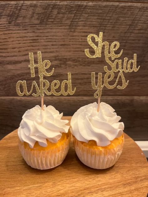 Engagement Party Cupcakes, Cupcake Toppers Wedding, Engagement Cupcakes, Engagement Party Decor, Lake Fun, Wedding Cupcake Toppers, She Said Yes, Engagement Party Decorations, Engagement Decorations