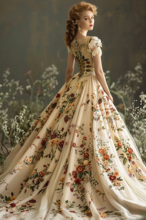 Floral Ballgown, Flower Gown, Fluffy Dress, Africa Trip, Vintage Ball Gowns, Gaun Fashion, Minimalist Tattoos, Fantasy Dresses, Fantasy Gowns