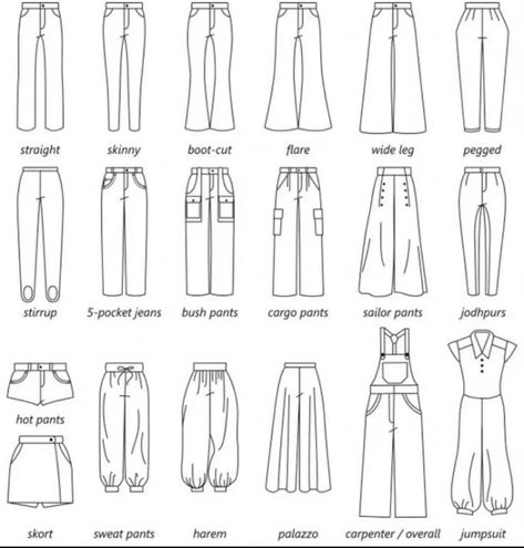 Styles Of Pants, Fashion Illustration Tutorial, Fashion Design Drawing, Fashion Figure Drawing, Fashion Drawing Sketches, Fashion Illustrations Techniques, Fashion Drawing Tutorial, Clothing Design Sketches, Easy Doodles Drawings