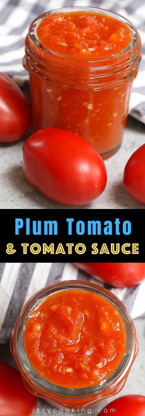 Easy tomato sauce made with plum tomatoes. You’ll need a few pantry staples like olive oil, garlic, vinegar, butter, and salt. Best of all, this will freeze so beautifully! Fresh Plum Tomato Recipes, Make Tomato Sauce, Garlic Vinegar, How To Make Tomato Sauce, Tomato Sauces, Canned Plums, Mouthwatering Food, Easy Tomato Sauce, School Recipes