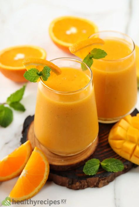 Mango Orange Smoothie Recipe: Vegan, Dairy-Free, And Sugar-Free Mandarin Orange Smoothie Recipe, Mandarin Orange Smoothie, Healthy Orange Smoothie Recipes, Orange Mango Smoothie, Smoothie Mango, Orange Smoothie Recipes, Mango Banana Smoothie, Orange Smoothie, Transform Yourself