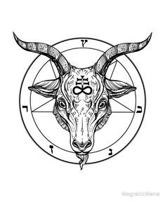 Satanic Goat Head, Satanic Goat, Satanic Tattoos, Arte Occulta, Dark Vibes, Goat Head, Arte Grunge, Occult Symbols, Head Tattoos