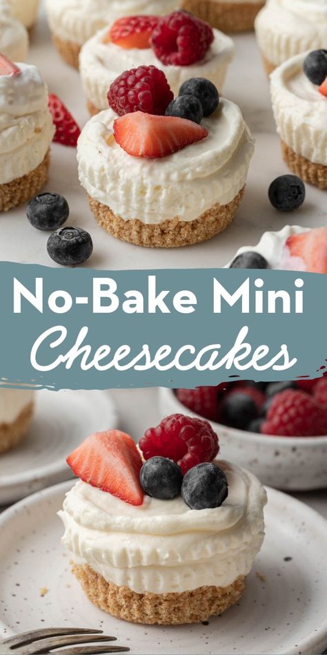 No Bake Cheesecake Muffin Tin, Desserts Make Ahead, Individual Desserts In A Cup No Bake Mini Cheesecakes, Easy Mini Cheesecake Recipes Muffin Tins, Individual Cheesecakes Muffin Tins, No Bake Mini Cheesecake Cups, No Bake Individual Desserts, Easy No Bake Desserts Simple, Mini Cheese Cakes Muffin Tins