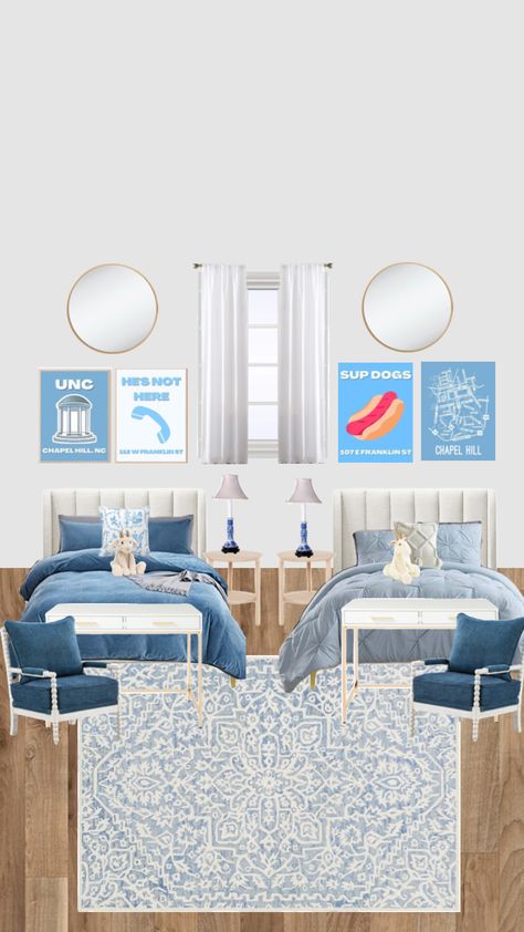 Unc chapel hill dorm #uncchapelhill #dormdecor Unc Chapel Hill Dorm, Unc Dorm, Unc Chapel Hill, Dorm Room Inspiration, Chapel Hill, College Dorm, Dorm Decorations, Your Aesthetic, Connect With People