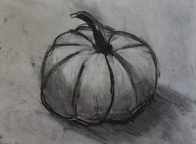 Doodlebug Dabblings: pumpkin charcoal drawings Easy Charcoal Drawings, Charcole Drawings, Drawing With Charcoal, Easy Things To Draw, Pumpkin Drawing, Sketching Tips, Drawing Lessons For Kids, Pencil Drawing Tutorials, Art Charcoal