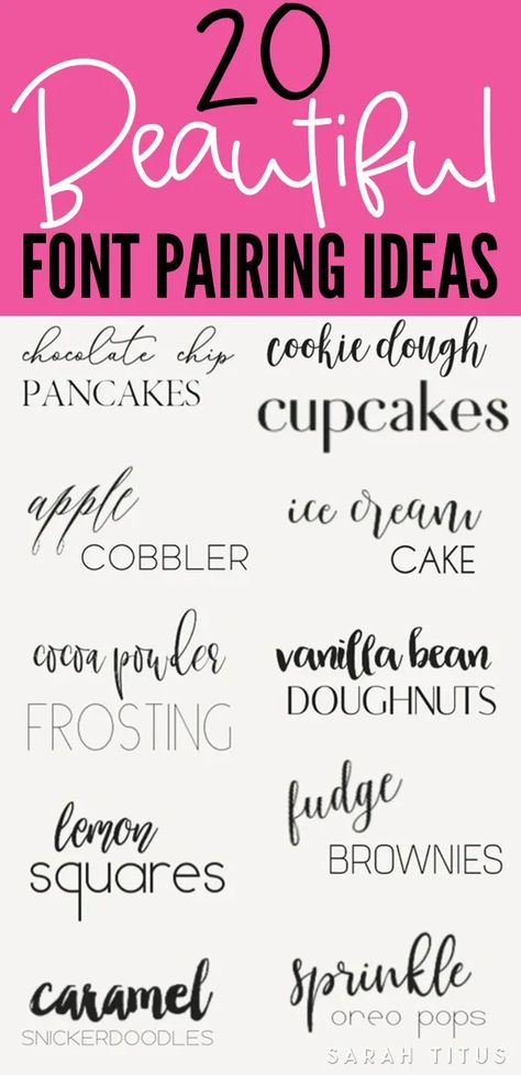 20 Gorgeous Font Pairing Ideas to Help You Design Amazing Pintables, Cards, Wall Arts, Etc! #fontcombinations #fontpairings #fonts #handwrittenfonts Pairing Fonts Together, Creative Fabrica Font Pairings, Cricut Font Pairing, Font Pairing Ideas, Pairing Fonts, Kombinasi Font, Letters Tattoo, Letters Ideas, Font Combination