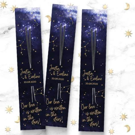 Wedding favors Starlets Galaxy | Starry Night & Galaxy wedding | Moon and stars wedding decoration: www.weddingdeco.nl Star Wedding Decorations, Moon Wedding Theme, Zodiac Party, Starry Night Wedding Theme, Night Sky Wedding, Constellation Wedding, Star Themed Wedding, Celestial Wedding Theme, Starry Wedding