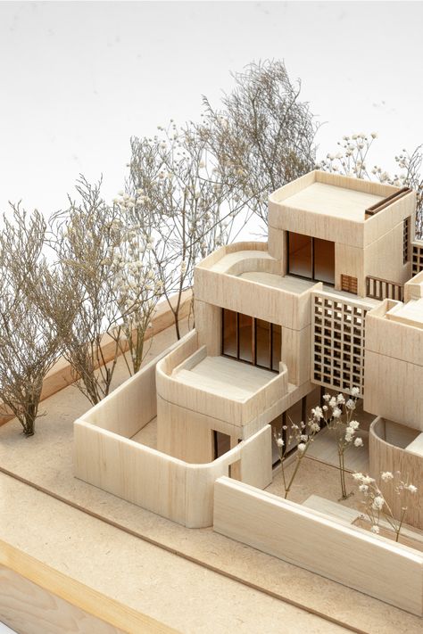 Architectural model for Casa Tulum 13, by José Manuel Martín Amate @jmmartinamate , 2023. Model: @prot_studio Scale: 1/50 Material: balsa wood, pine wood Villa for rent with 4 bedrooms and two pools in Tulum. Starting summer 2023. Materials For Architecture Models, Scale House Model, Architecture Model 1:50 Scale, Balsa Wood Models Architecture, 1:50 Model Architecture, Physical Architecture Model, Architecture Tree Model, Maquette Architecture Ideas, Wood Villa