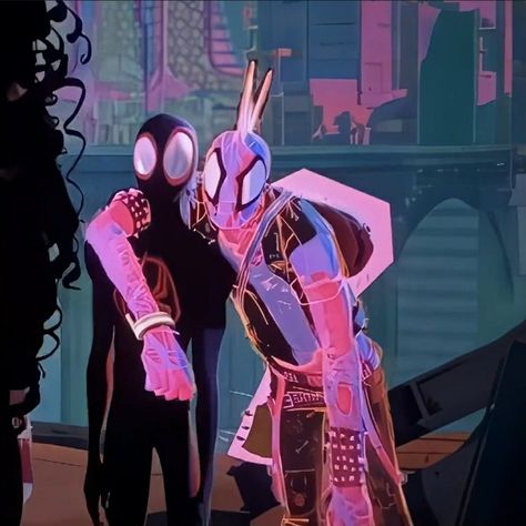 Spider Punk And Miles, Pav And Hobie Spiderman, Spiderpunk And Miles, Spiderpunk Across The Spiderverse, Hobie Brown, Spider Punk, Spider Man Across The Spider Verse, Miles Morales Spiderman, Spiderman 3