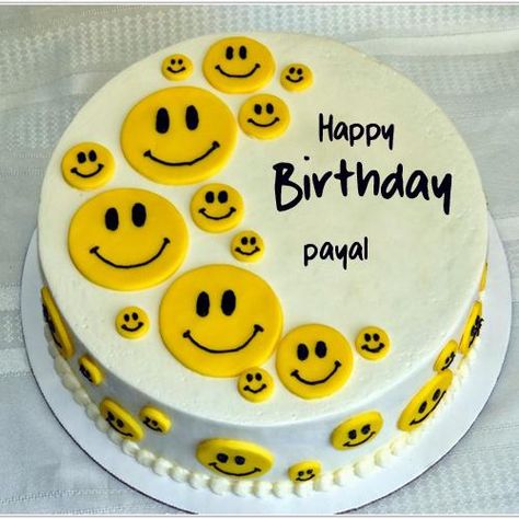 Cute Smiley Yellow Birthday Cake With Your Name Smiley Cake, Emoji Birthday Cake, Online Birthday Cake, Funny Smiley, Emoji Cake, Birthday Cake Writing, Cake Writing, Kishore Kumar, Birthday Wishes Cake