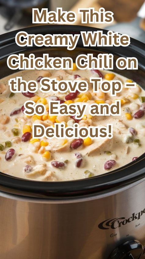 Need dinner in a flash? This easy stove top white chicken chili is creamy, delicious, and perfect for those busy weeknights when you crave something warm and comforting Natasha’s Kitchen White Chicken Chili, Fast White Chicken Chili, White Chicken Chili With Velveeta, Taste Of Home White Chicken Chili, Stove Top Chicken Chili, Stovetop Chicken Chili, Whitechickenchili Easy, Cream Cheese Chicken Chili Stove Top, White Chicken Chilli Recipes Stove Top