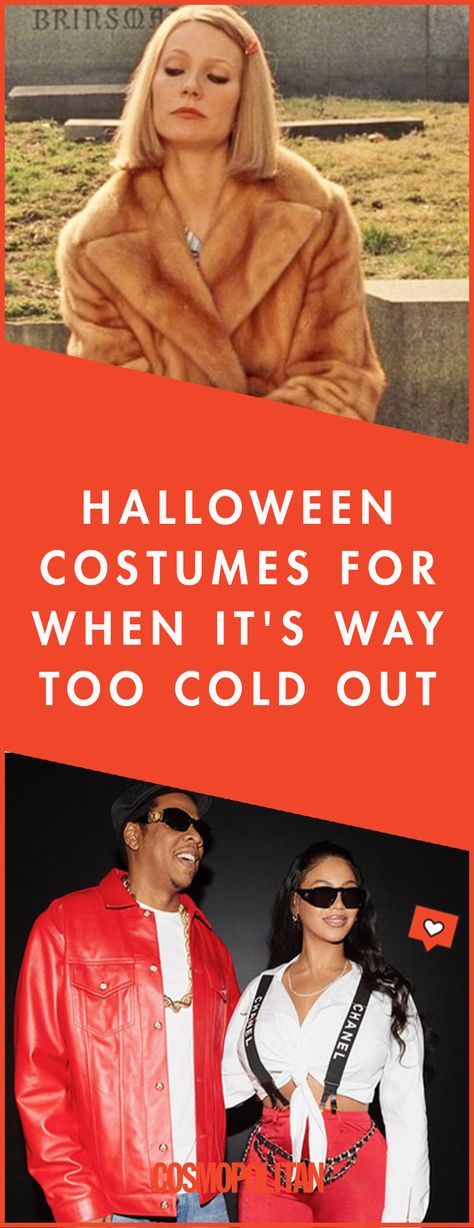 Try one of these warm Halloween costume ideas, from fur coats and jackets to layers and winter accessories, if you're expecting cold weather on October 31. Turtleneck Costume Halloween, Halloween Costumes For Rainy Weather, Winter Costumes Halloween, Fur Coat Halloween Costume Ideas, Couple Halloween Costumes Cold Weather Outfits, Warm Last Minute Halloween Costumes, Twilight Zone Costume Ideas, Halloween Costumes With Fur Coats, Winter Costumes Ideas