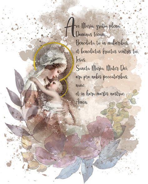 Ave Maria Hail Mary Rosary Prayer Printable Catholic Wall - Etsy Canada Prayers In Latin, Ave Maria Prayer, Marian Art, Pray The Rosary, Catholic Wall Art, Catholic Crafts, Rosary Prayer, Praying The Rosary, Lady Of Fatima