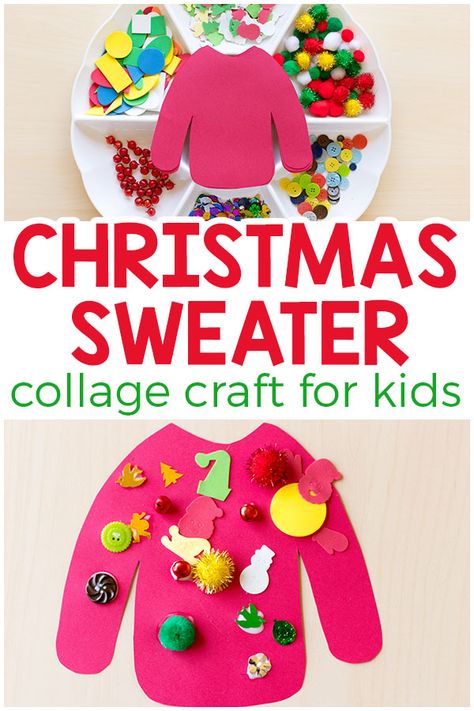 Craft For Kids Christmas, Collage Craft, December Crafts, Christmas Art Projects, Preschool Christmas Crafts, Christmas Crafts For Kids To Make, Christmas School, Winter Crafts For Kids, Daycare Crafts