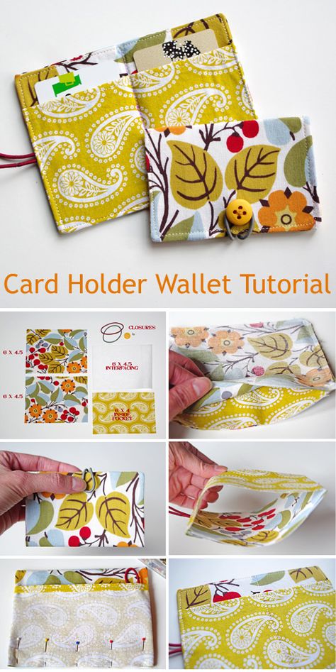 Business Card Holder For Purse, Button Pouch Sewing Pattern, Card Holder Wallet Pattern, Card Holders Wallet, Diy Credit Card Holder Pattern, Sewing Card Holder, Credit Card Wallet Pattern Free, Credit Card Holder Pattern Free, Card Wallet Pattern Free