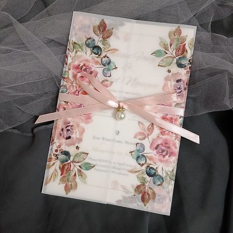 Wedding Invitation Transparent, Transparent Invitation, Floral Vellum, Vellum Wedding Invitations, Sweet 16 Birthday Party, Diy Envelope, Wedding Invitations Online, Quinceanera Invitations, 16th Birthday Party