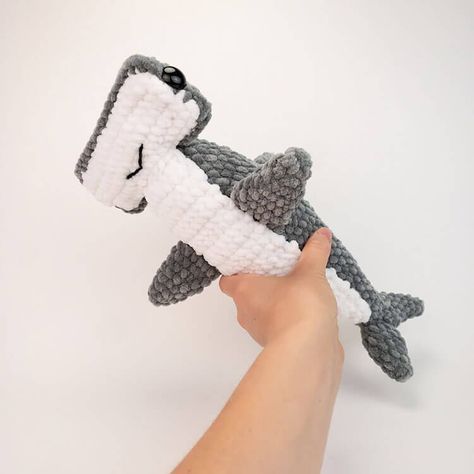 Hector the Hammerhead Shark Crocheted Ocean Animals, Hammerhead Crochet Pattern, Sea Animal Amigurumi, Hammerhead Shark Amigurumi, Crocheted Shark Pattern Free, Crochet Shark Free Patterns, Hammerhead Shark Amigurumi Free Pattern, Sea Animal Crochet Pattern, Crochet Hammerhead Shark Pattern Free