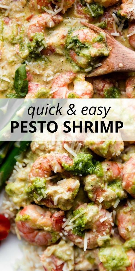 Shrimp And Pesto Recipes, Shrimp Pesto Recipes, Pesto Shrimp Recipes, Frozen Shrimp Recipes Easy, Creamy Pesto Shrimp, Shrimp And Pesto, Recipes Using Pesto, Shrimp Meals, Rice Salads