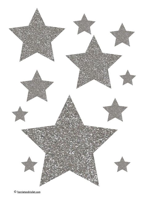 Stars To Print, Stars Glitter, Stars Images, Printable Stars, Star Printable, Silver Stars Aesthetic, Star Cake Topper Printable, Stars Topper Printable, Silver Stars Decorations