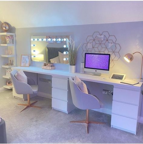 Office And Vanity Room Combo, Office Aesthetic, Room Redesign, Glam Room, Redecorate Bedroom, Room Design Bedroom, Room Makeover Bedroom, Interior Modern, Home Office Organization