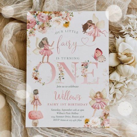 $ 3.08 | Whimsical Magical Floral Fairy 1st Birthday Party #tea party invitation, girly tea party, whimsical tea party, fairy birthday party, fairy princess party, fairy garden party, floral fairy party, magical fairy party, wildflower fairy party, fairy 1st birthday Fairy 1st Birthday Party, Fairy 1st Birthday, Fairy Birthday Themes, Fairy Theme Birthday Party, Fairy Garden Birthday, Fairy Garden Birthday Party, Floral Birthday Invitations, Floral Fairy, Fairy Garden Party