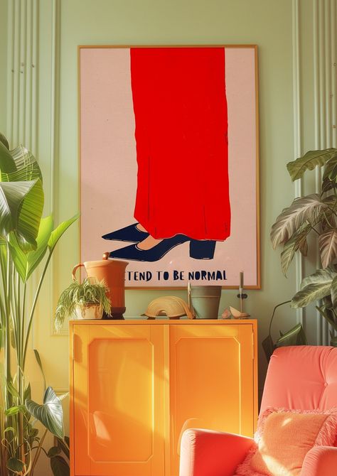 Trendy Woman Poster, Typography Print, Retro Wall Art, Maximalist Art Print, Vintage Poster, Psychedelic Art, Y2K Apartment Poster, Shoes Poster, Preppy Print, Maximalist Wall Art, Dorm Room Decor, Trippy Poster, Kitchen Wall Decor, Dopamine Decor, Eclectic Art Decorate your home or office with an easy way. You can print at your home , at your local print shop or upload the files and get your printable 70s inspired wall art easily. I N C L U D E D - F I L E S Included are 5 high res JPG image fi Poster Design Ideas Room, Shoes Poster, Maximalist Interior Design, Wall Art Eclectic, Maximalist Art, Affiches D'art Déco, Woman Poster, Art Eclectic, Maximalist Wall