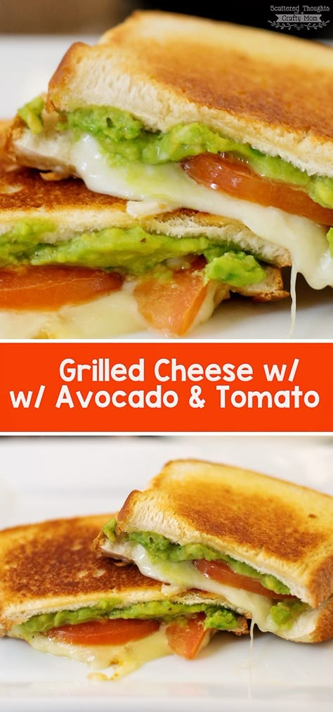 Grilled Cheese With Avocado, Avocado Recipes Dinner, Avocado And Tomato, Avocado Recipes Healthy, Making Grilled Cheese, Avocado Dessert, Toasted Bread, Tomato Sandwich, Grilled Cheese Recipes