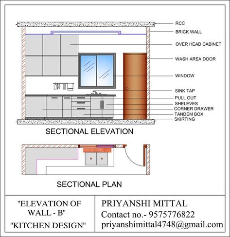 Sectional Elevation Of Bedroom, Sectional Elevation Interior, Kitchen Elevation Drawing, Architect Notes, Sectional Elevation, Drawer Detail, Kitchen Elevation, Interior Presentation, Sofa Drawing